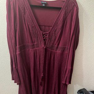 Torrid - Burgundy Bell Sleeved Dress